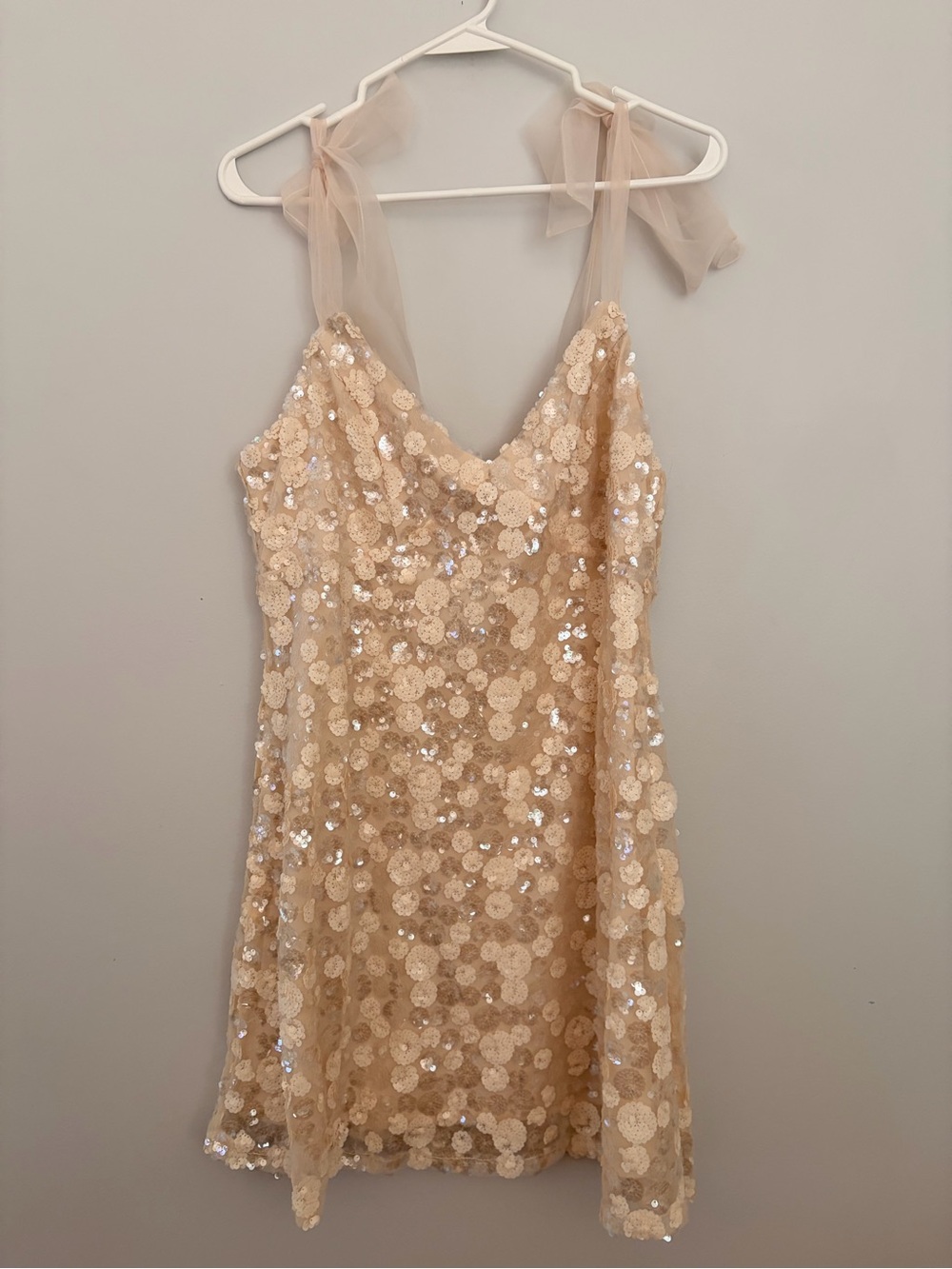 Sequin Party Dress with Tulle Tie Straps